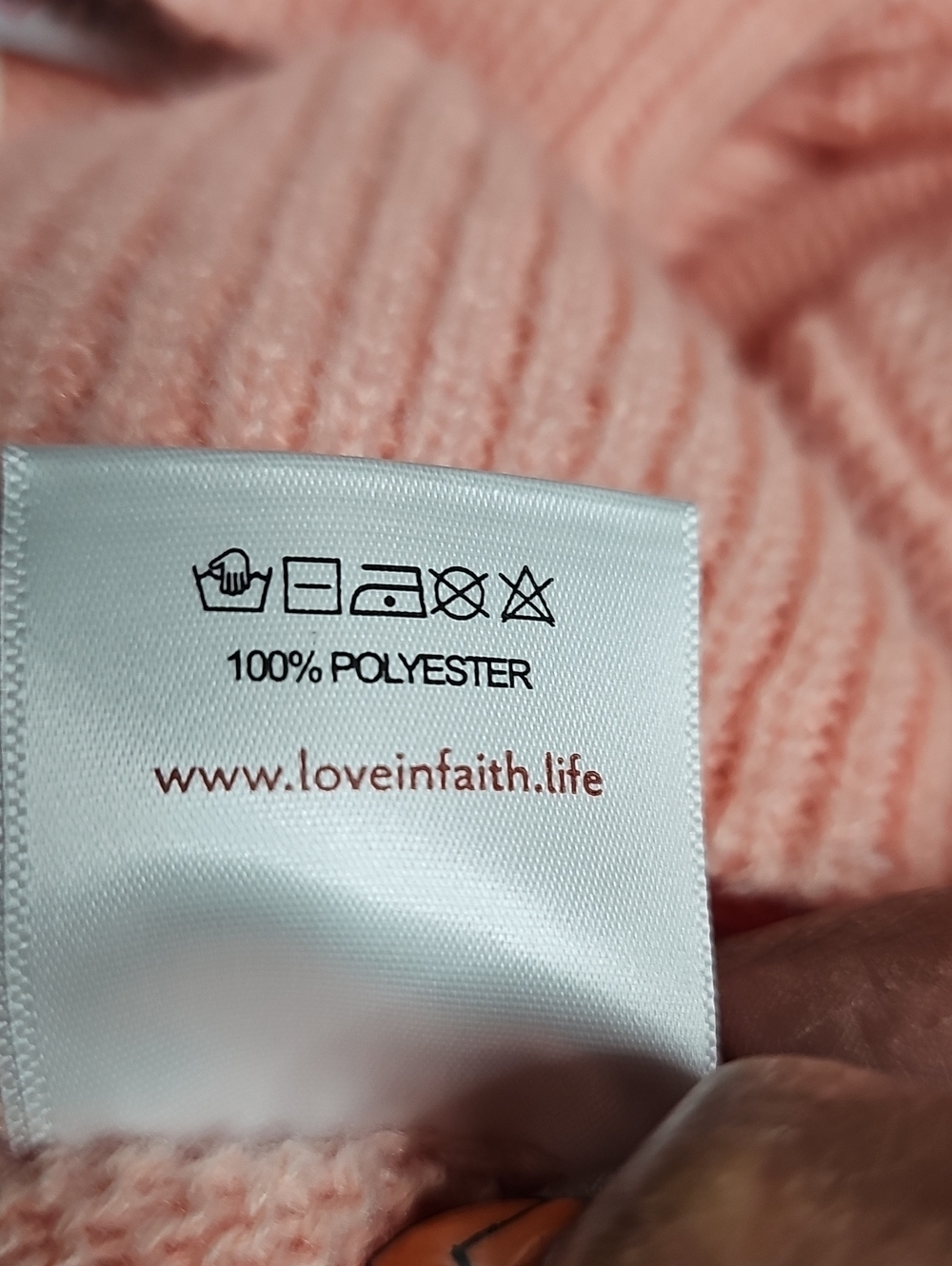 Live And Faith Relaxed Pink Crewneck Sweater with Embroidered Front - Picture 7 of 8